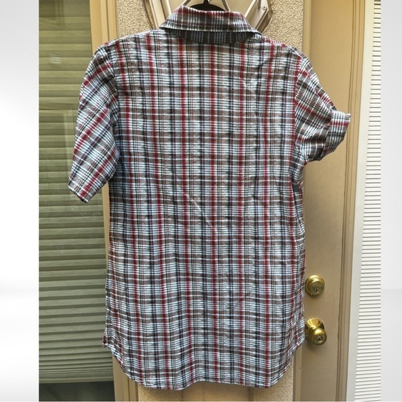 Plaid shirt/tunic with lace detail pockets Size Medium​ - Picture 5 of 9